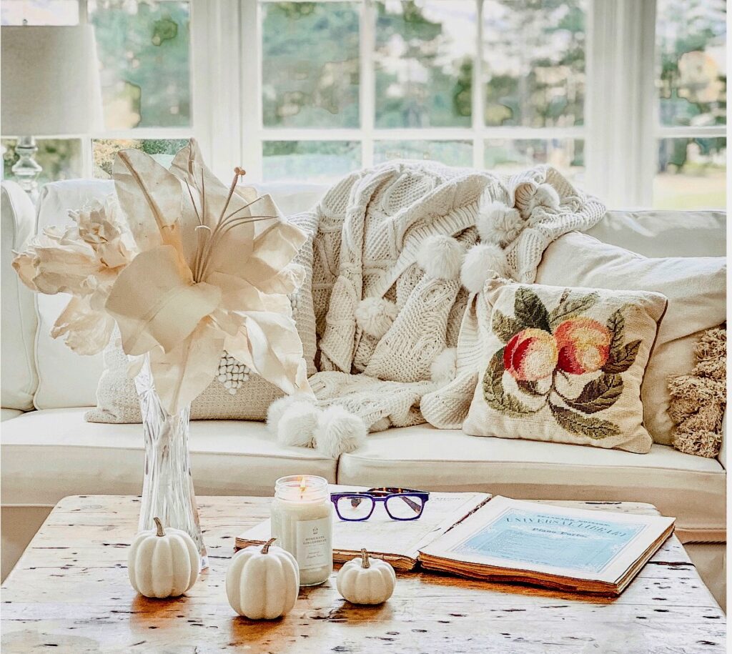 Cozy sunroom decor.