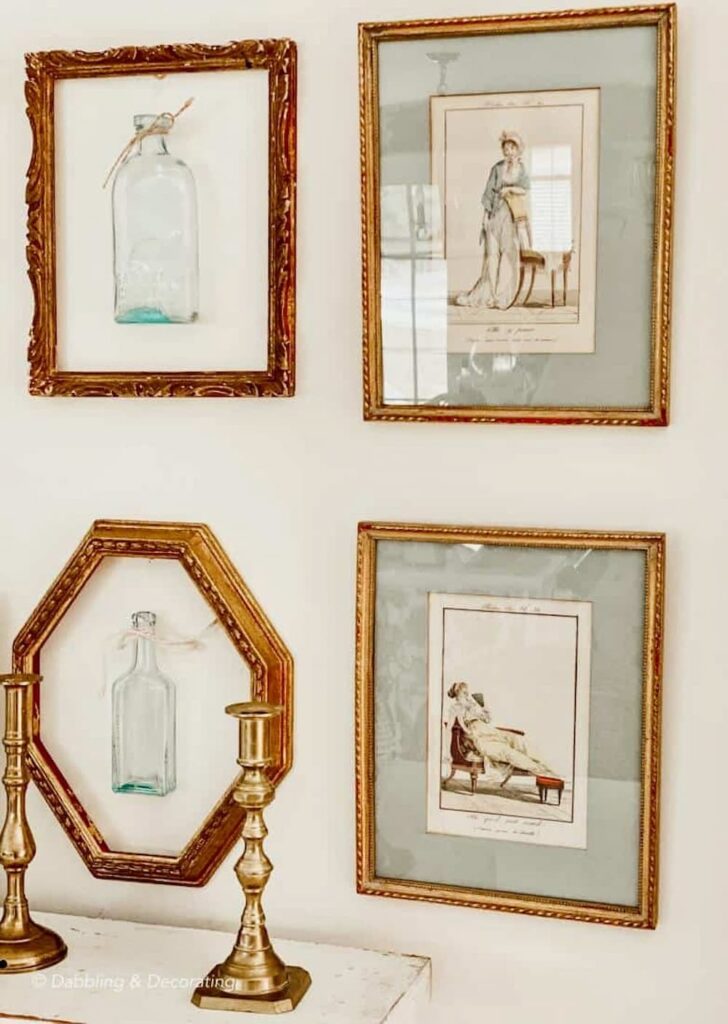 Vintage frame  collections on wall.