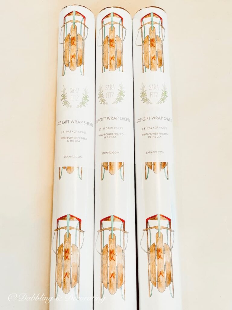 vintage sled gift wrap sheets