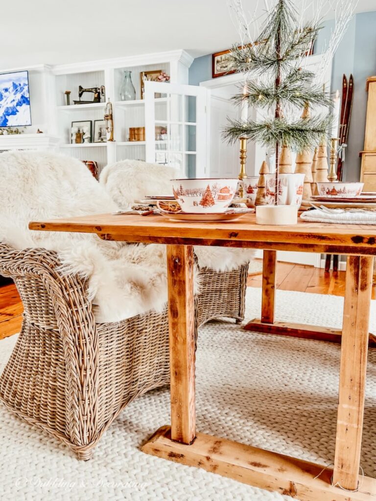 Winter Dining Room with Ski Lodge Decor