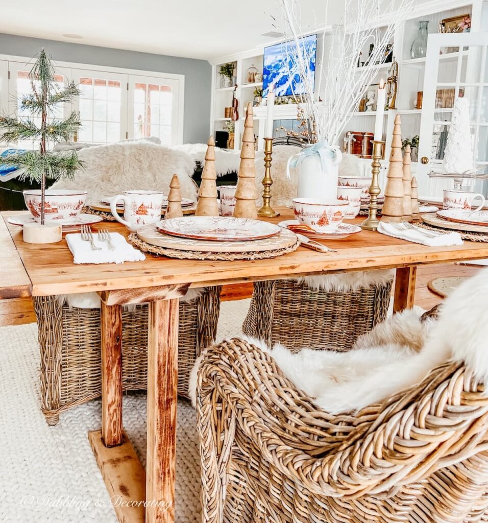 Winter Dining Room with Ski Lodge Decor