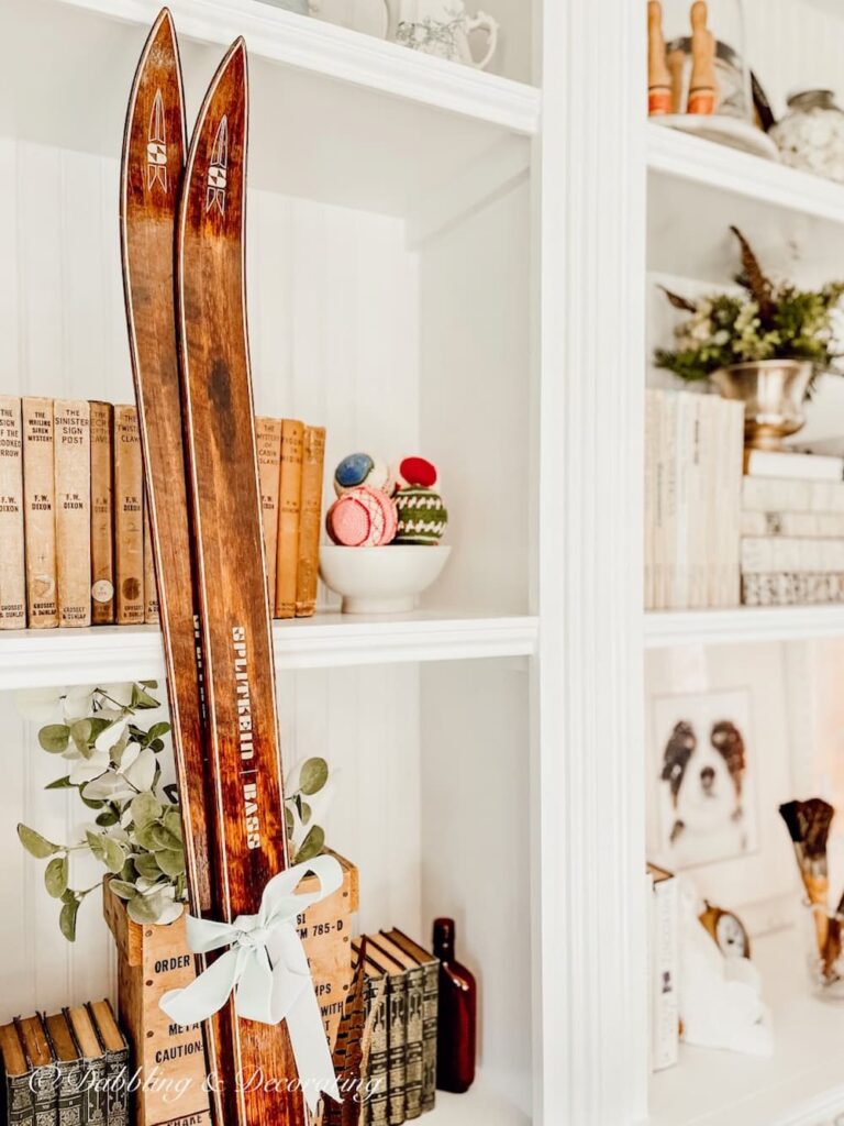Vintage Skis with bookshelves