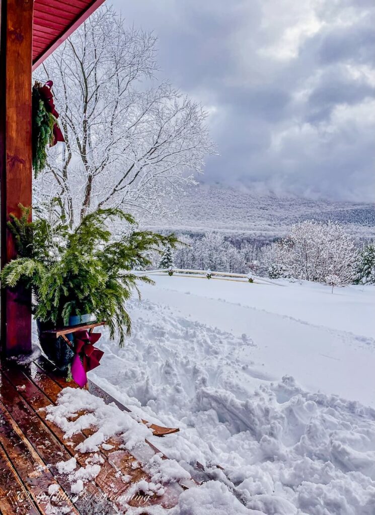 Ski Lodge Winter Porch Decor on Full Display