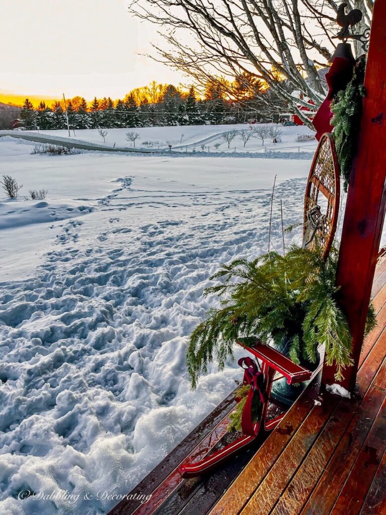 Ski Lodge Winter Porch Decor on Full Display