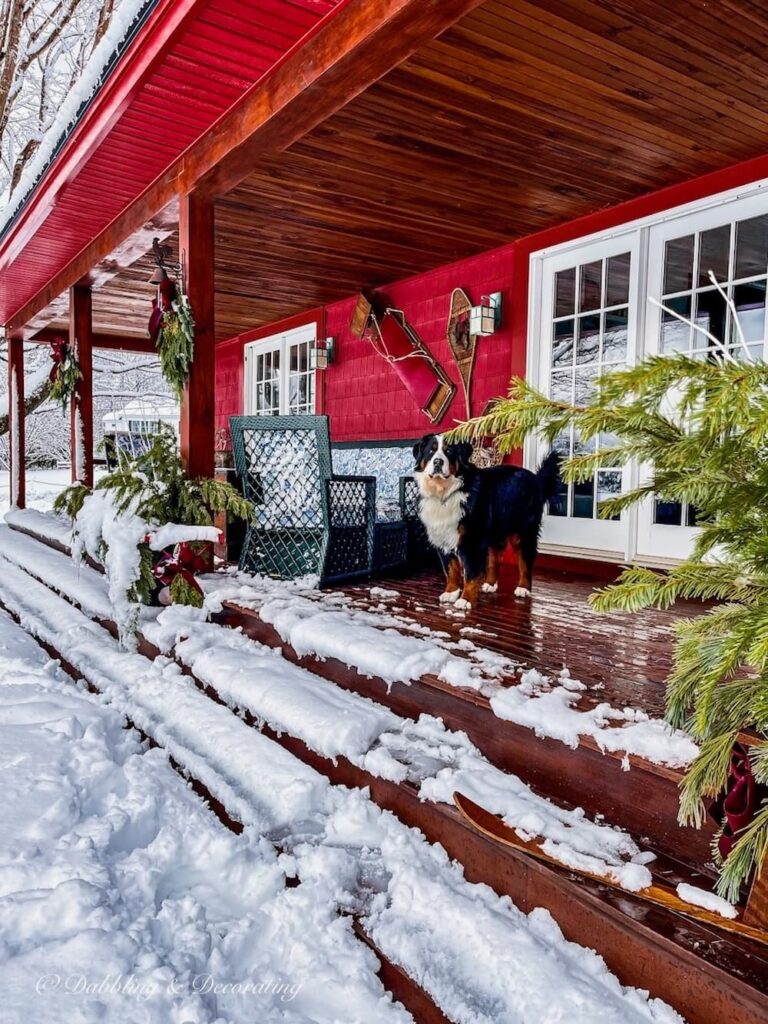 Ski Lodge Winter Porch Decor on Full Display