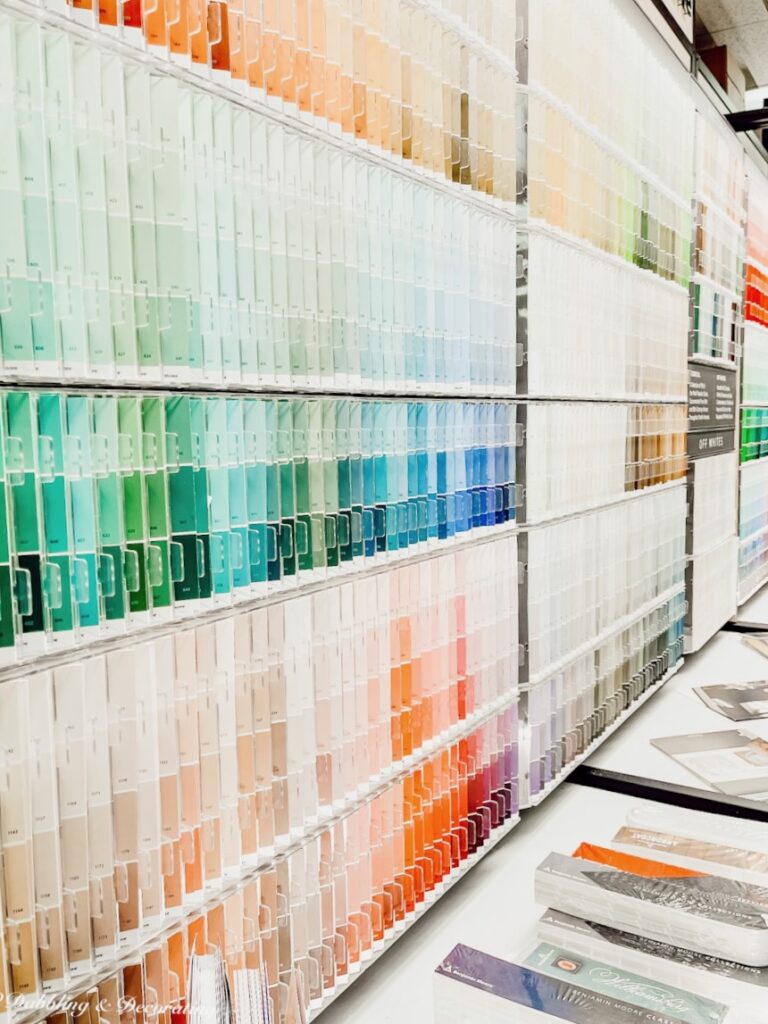 Wall of Paint Samples at Hardware Store.