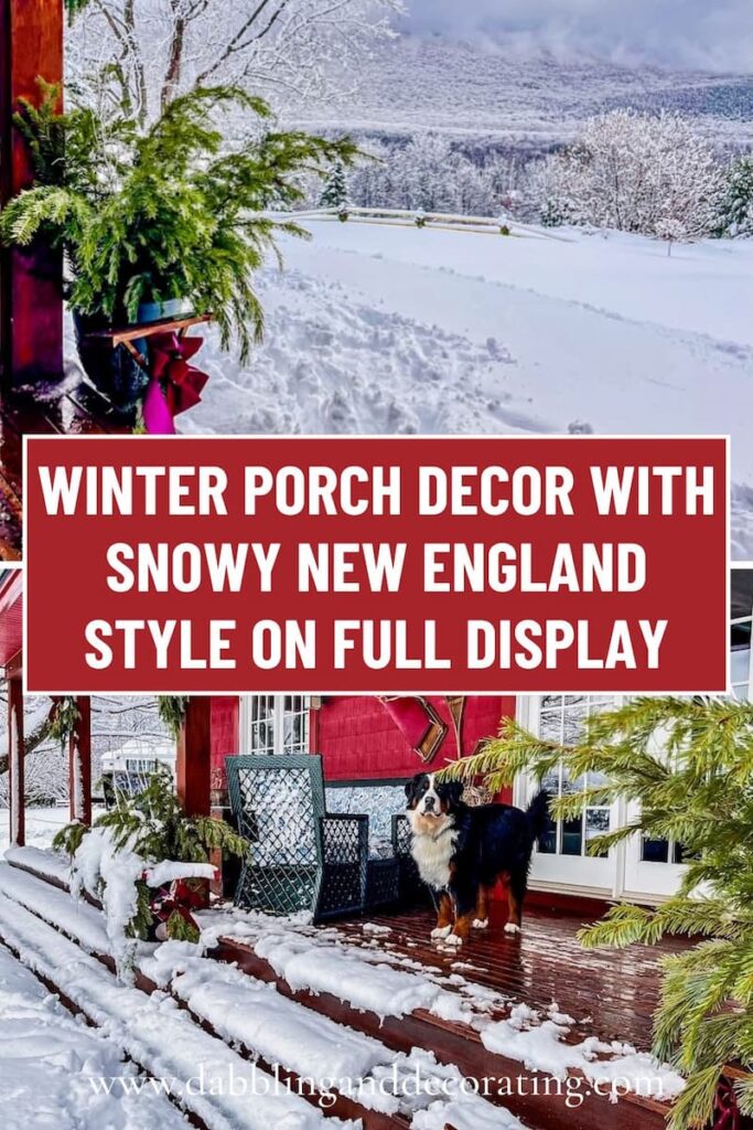 Winter Porch Decor with Snowy New England Style on Full DisplayTransform your porch into a snowy retreat with timeless winter porch decor. From evergreen planters and vintage sleds to jack jumper sleds and snowshoes, this cozy Vermont porch showcases New England charm at its best. Get inspiration for decorating after the holidays with snowy scenes, rustic vintage touches, and ski lodge style ideas you can recreate at home.