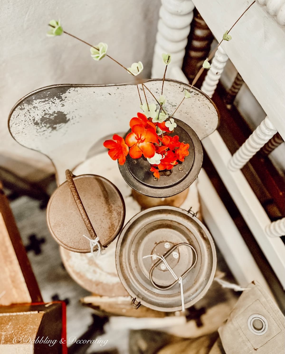 Vintage Tins with Red Flowers