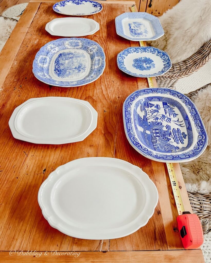 Blue and White Asymmetrical Vintage Platter Wall | Design Yours Today