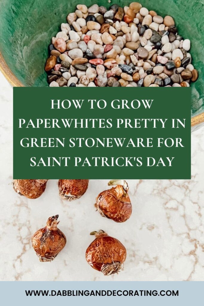 How to Grow Paperwhites Pretty in Green Stoneware For Saint Patrick's Day