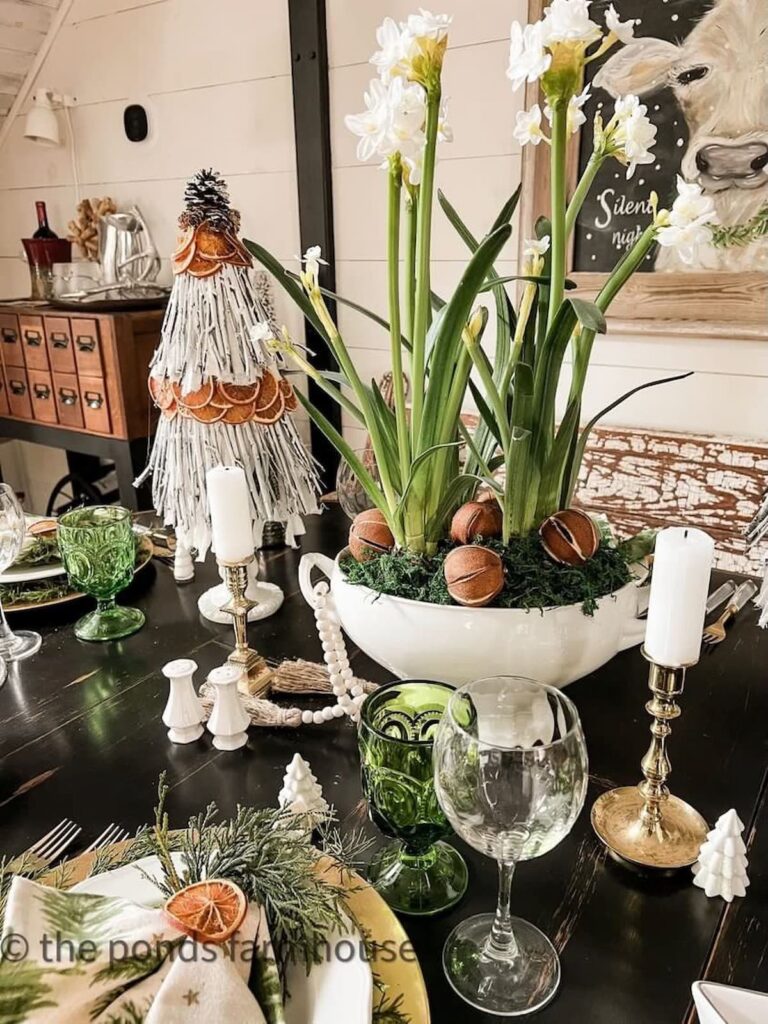 Farmhouse Paperwhites on Table