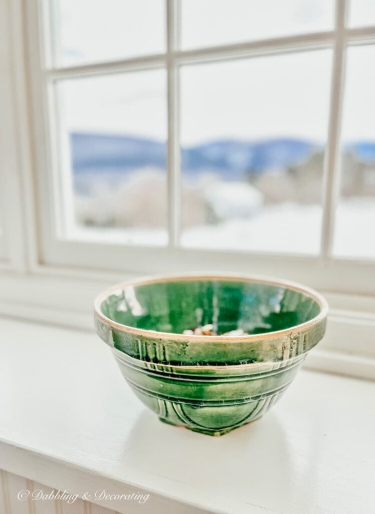 Green Stoneware in the Window