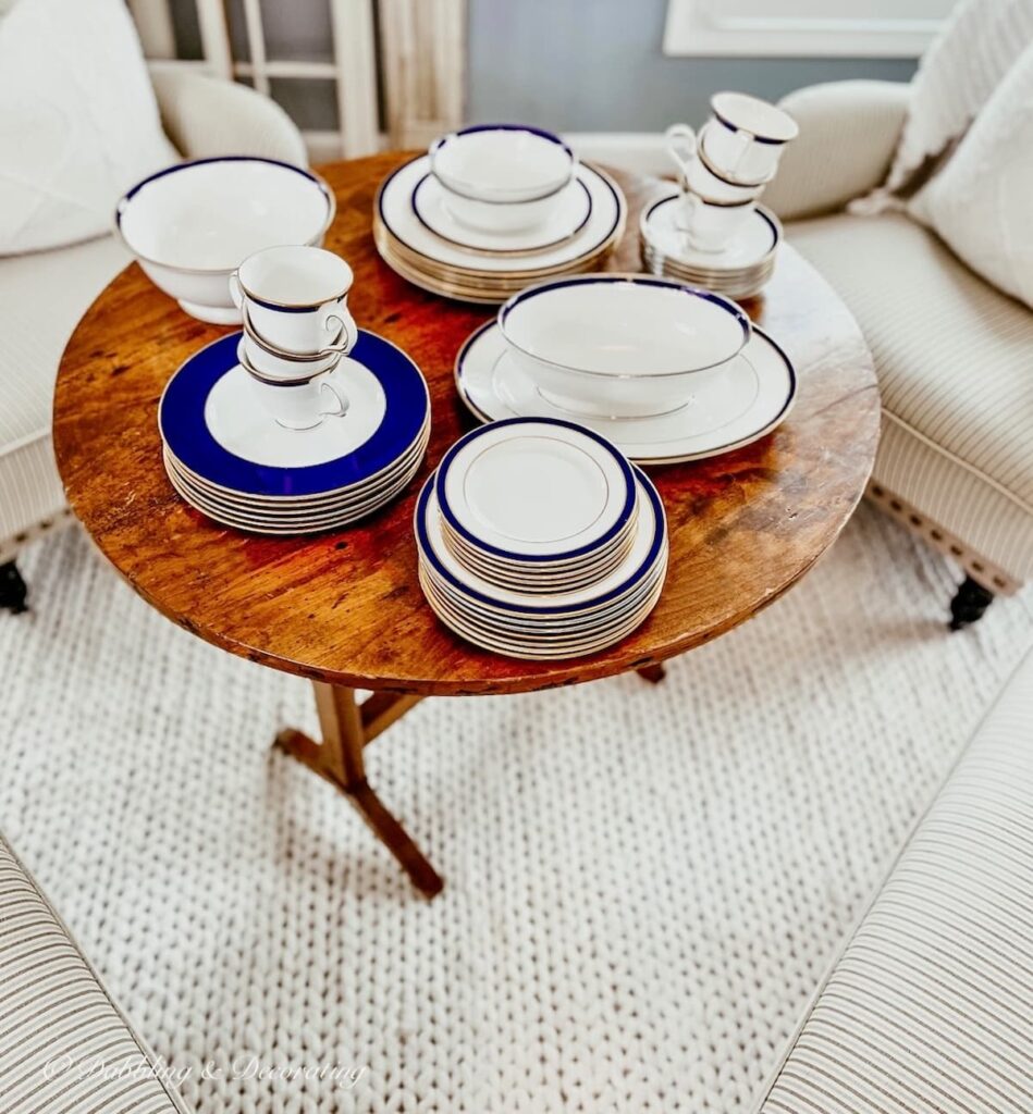 Set of blue and white Lenox China