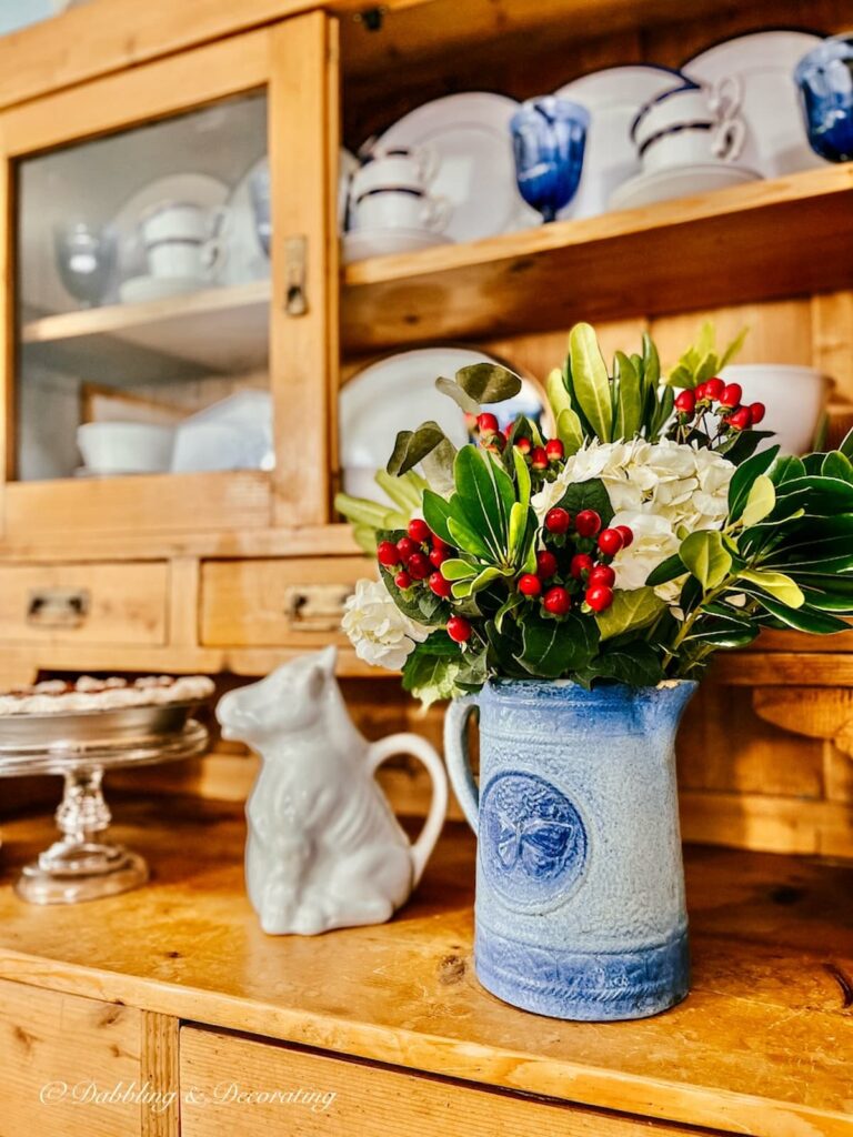 Bouquet of Flowers on vintage cabinet