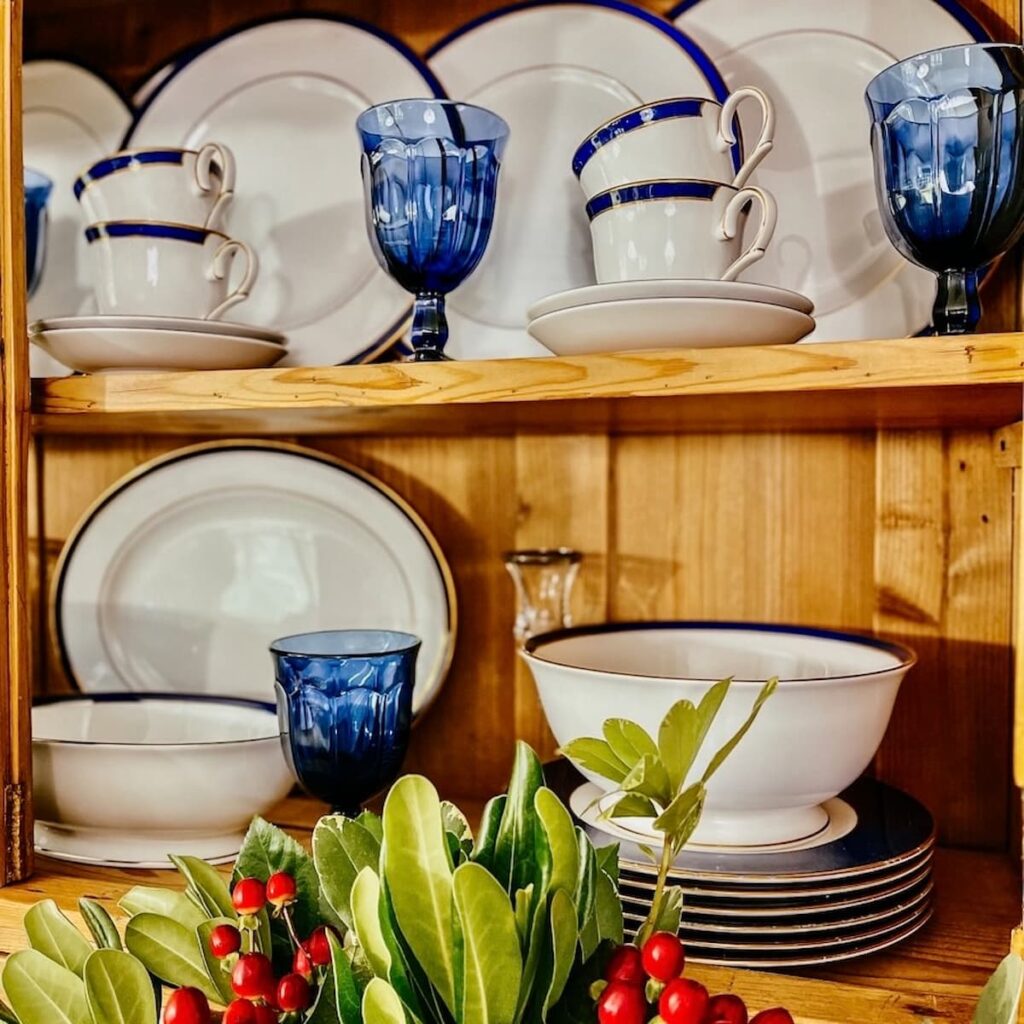 How to Style a Vintage Cabinet Hutch with Wedding China in 7 Simple Steps3