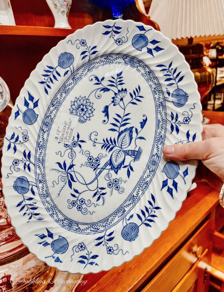 antique blue and white platter