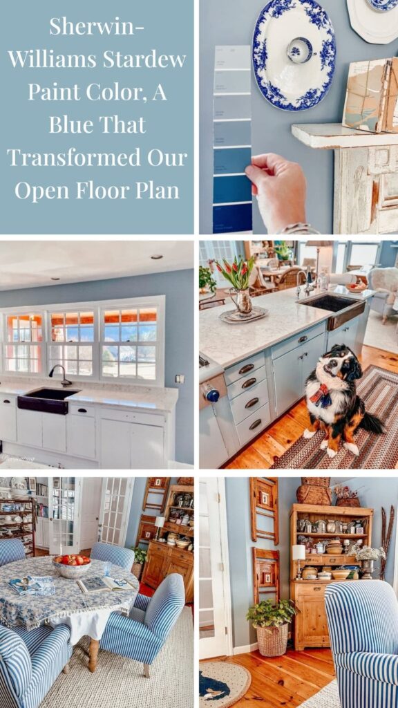 Sherwin-Williams Stardew Paint Color, A Blue That Transformed Our Open Floor Plan photo collage