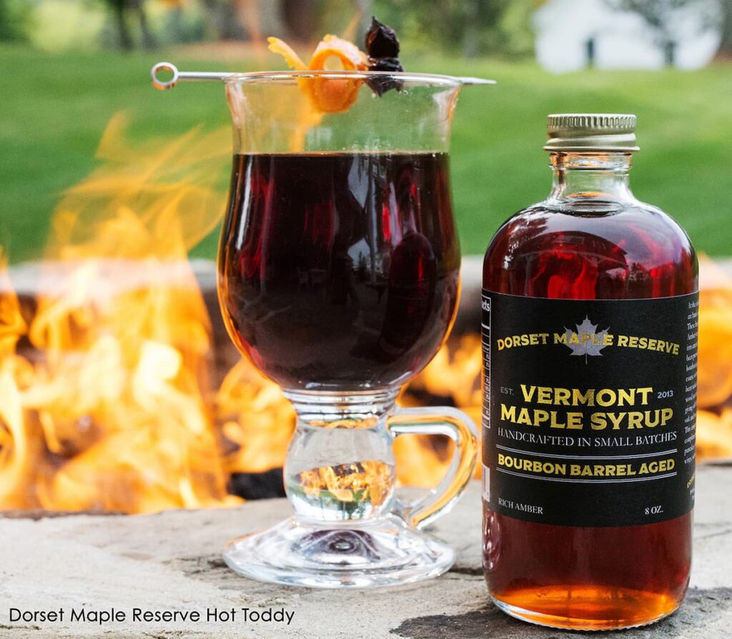 Dorset Maple Reserve maple syrup with drink.