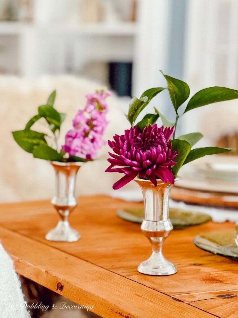 2 Bud Vases with Flowers