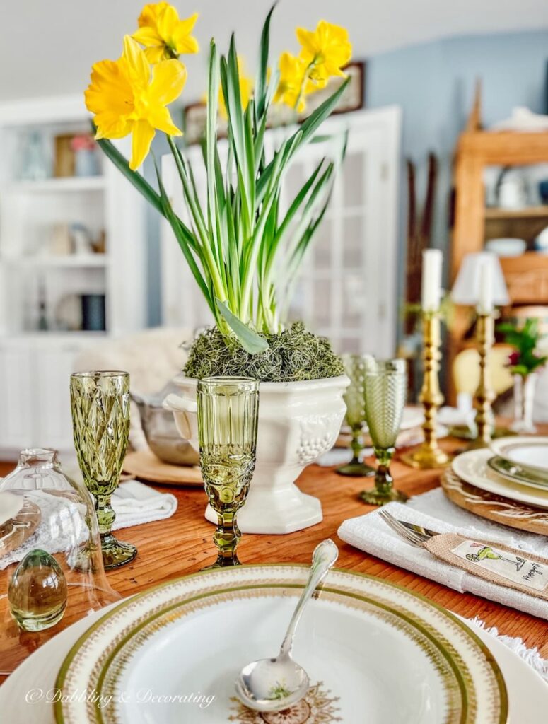 Daffodils Centerpiece on Table