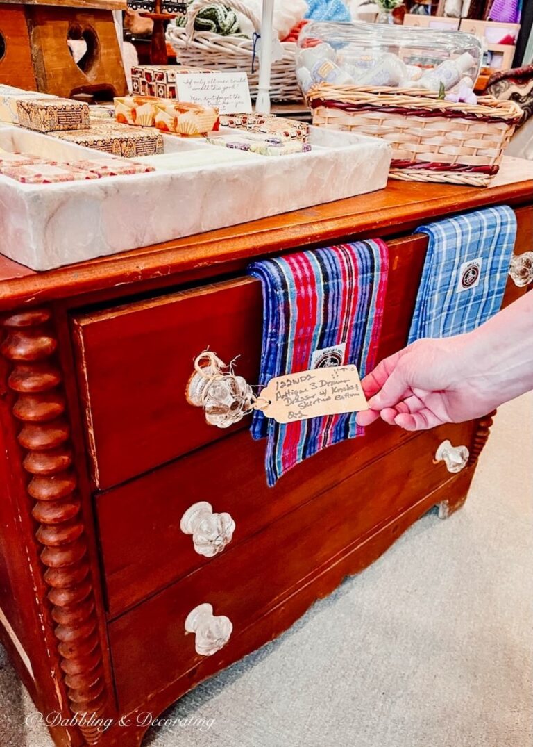 A Petite Antique Dresser in the Bathroom