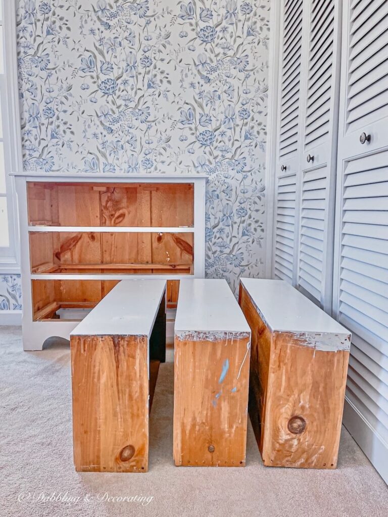 Painted Dresser After Drying with wooden Drawers out.