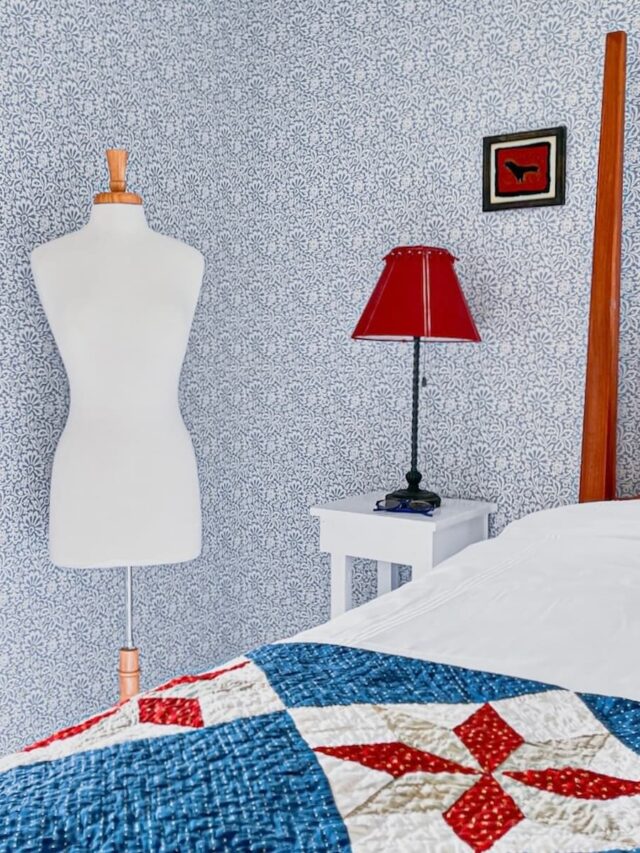 Mannequin decoration ideas in guest bedroom with Amazon dress form.