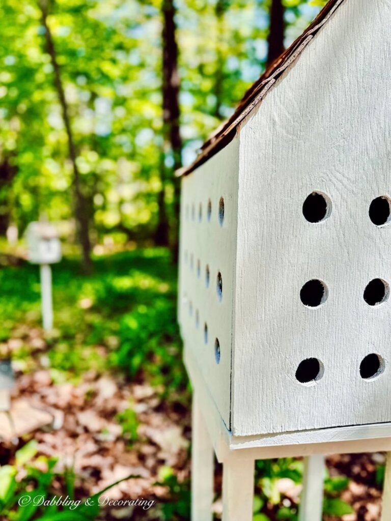 Newly Painted White Birdhouse Close Up