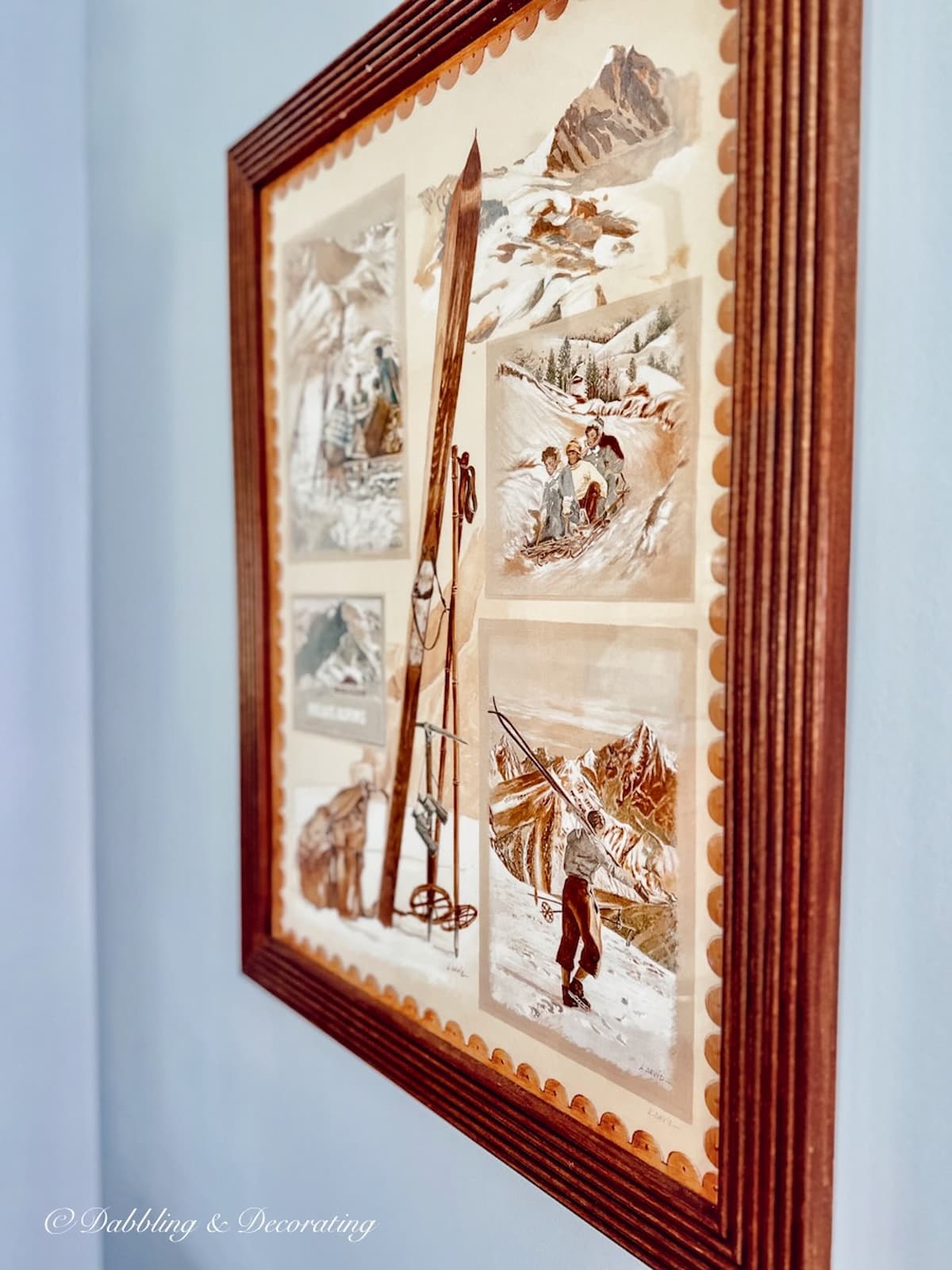 Framed Ski Picture for apres ski decor.