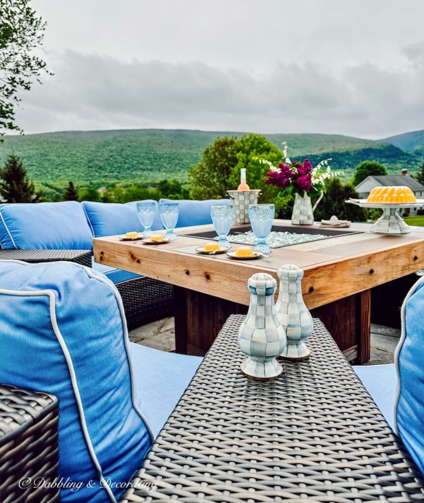 Fire Pit Table in the Mountains.  Salt and Pepper Shakers