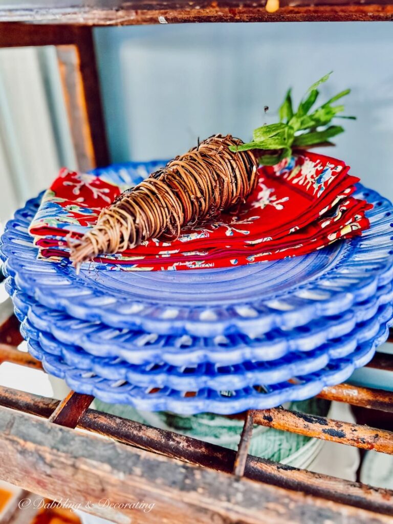 Blue Dishes and Red Napkins