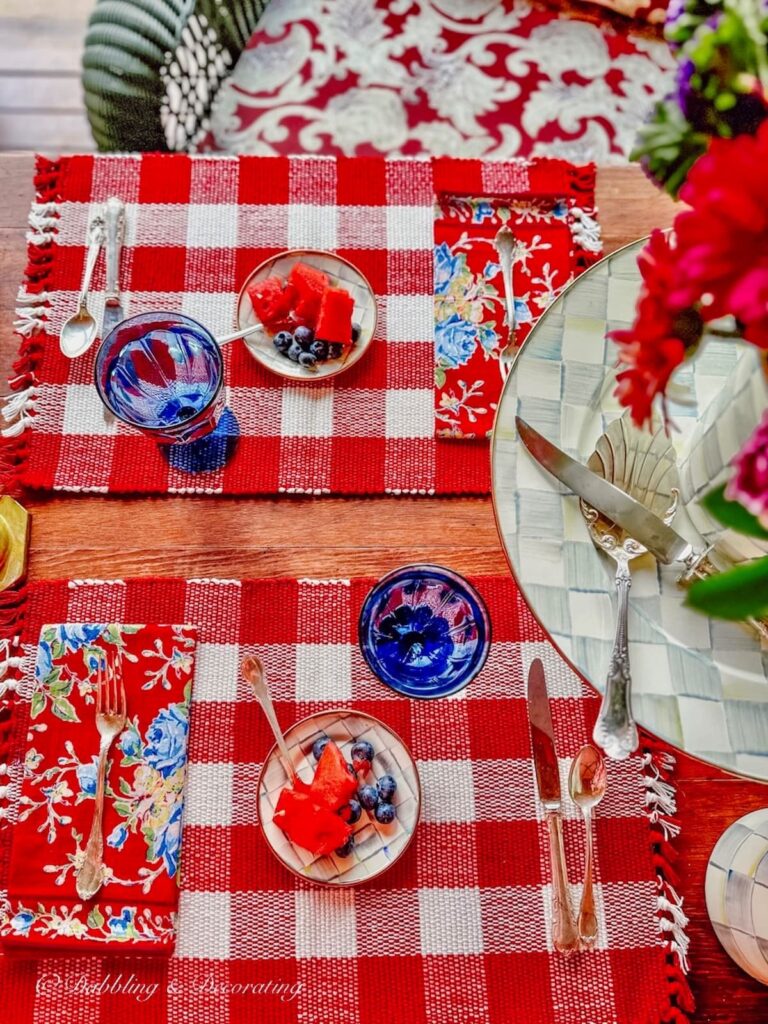 Red White and Blue Table Setting