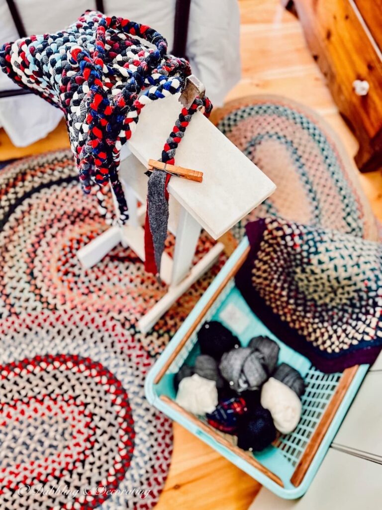 Braiding Rug Stand with Braided Rugs, a Mother's Day reflections.