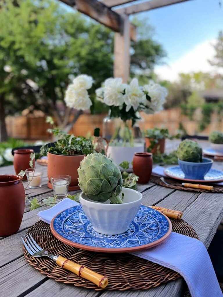 Blue and Terracotta Summer Tablescape