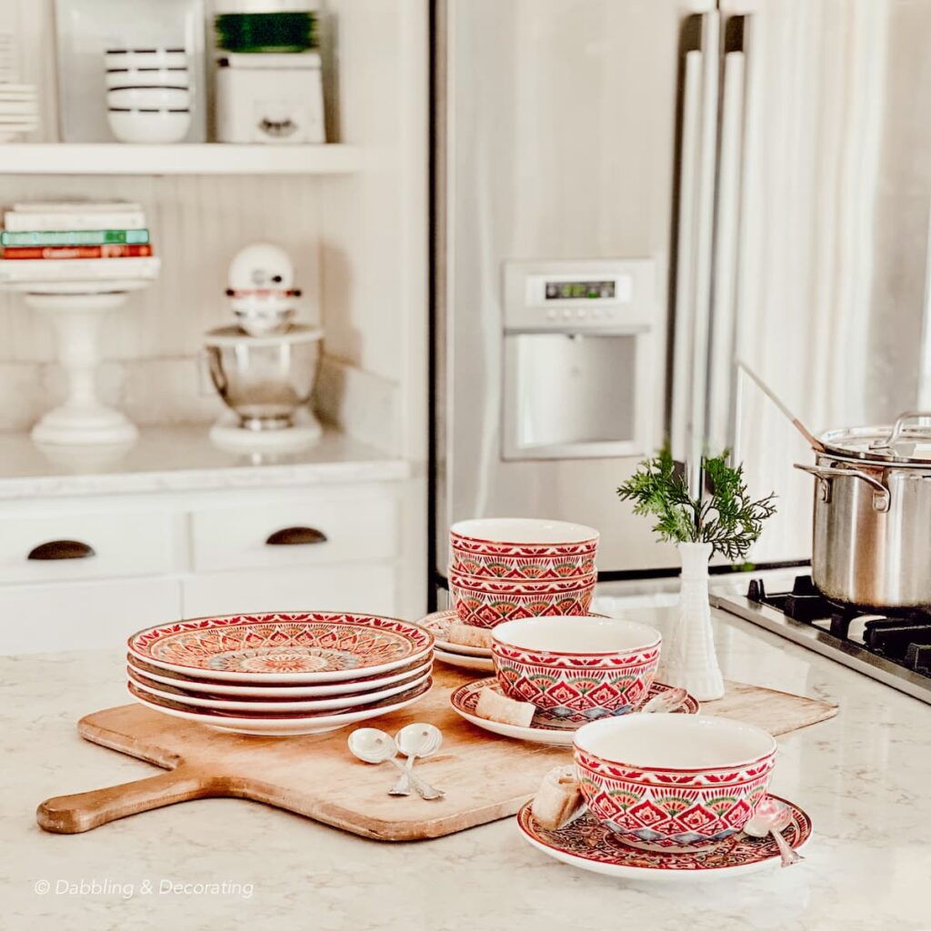 Kitchen with Breadboard and Soup Bowls