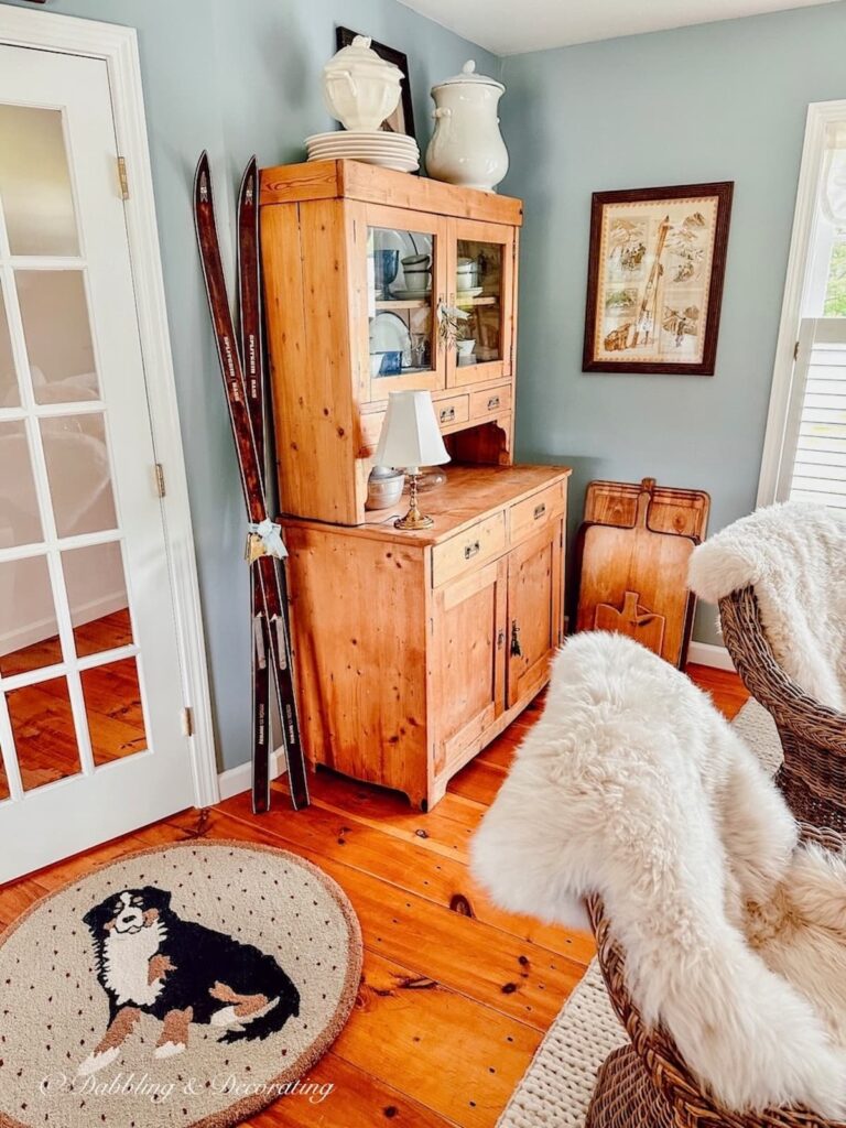 Stack of Breadboards next to pine hutch