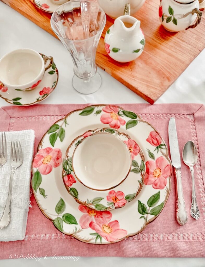 Desert Rose Pink and Green Place Setting