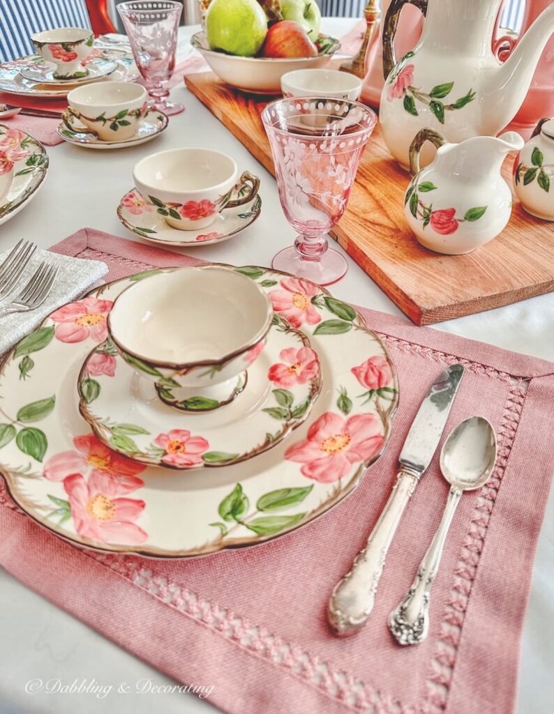 Desert Rose Place Setting with Pink Glasses