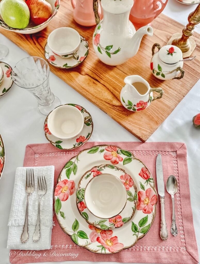 Vintage Pink and Green Table Setting