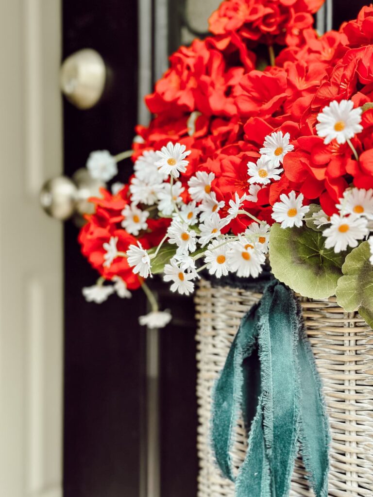 Front Door Summer Basket with Flowers