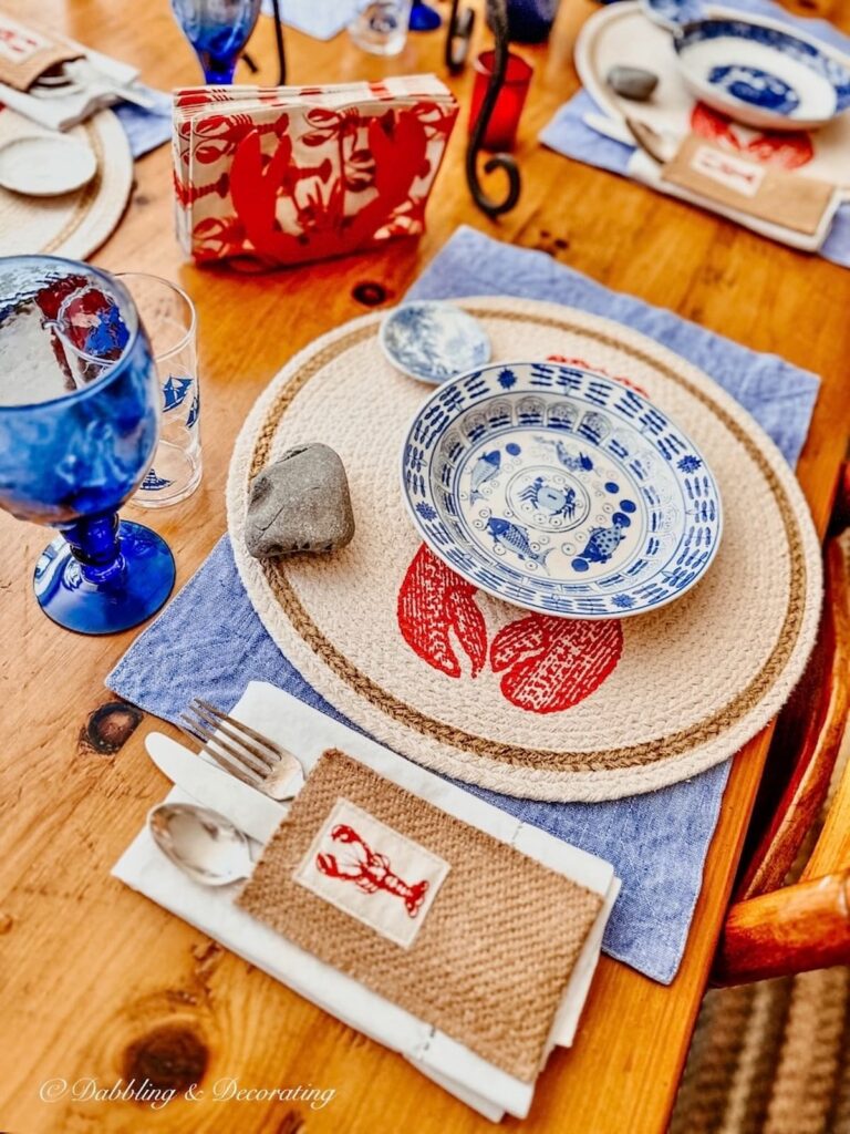 Red white and blue 4th of July table setting