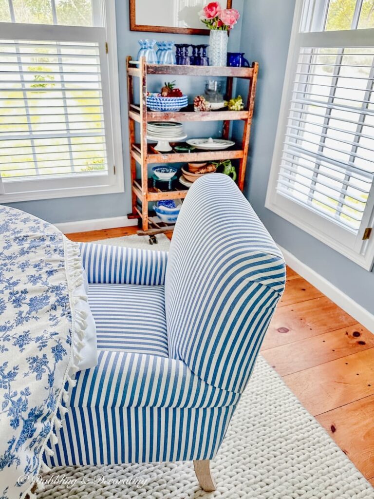 Blue and White Chair and Cobblers Rack