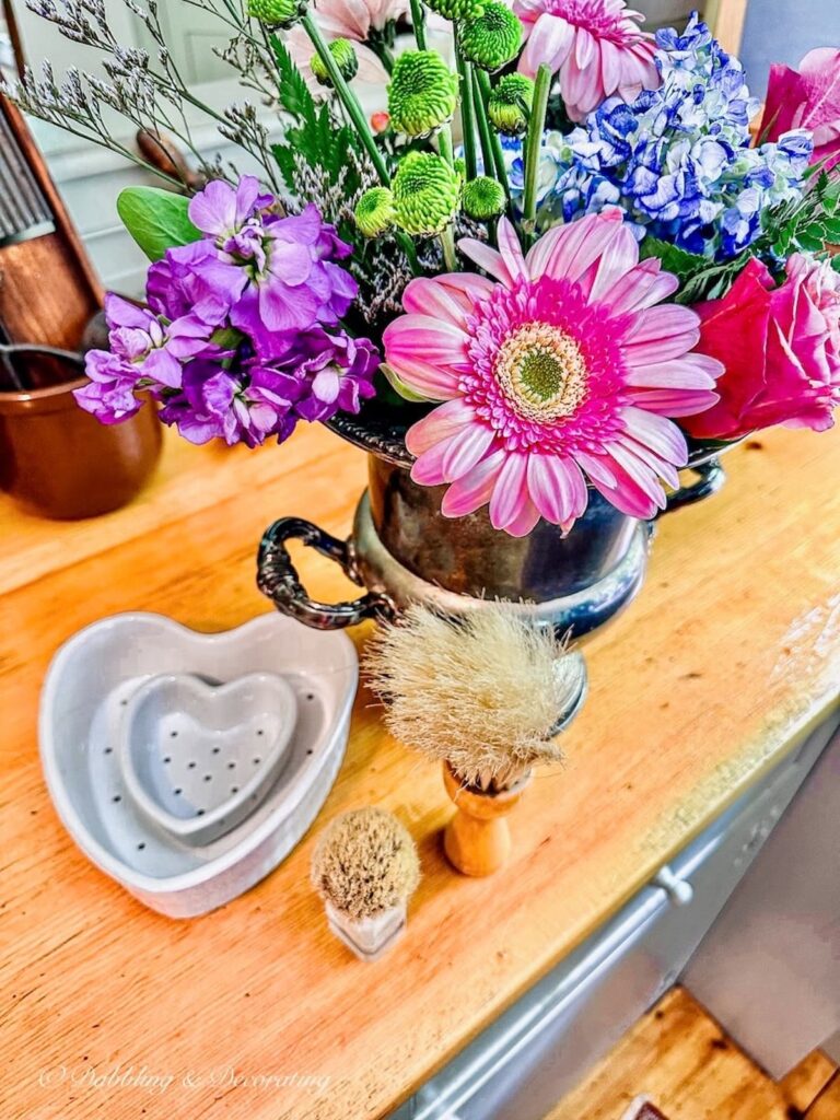 Flowers, cheese molds, shaving brushes