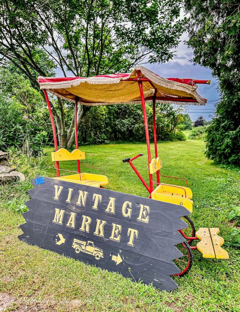 Vintage Market Sign, Antique Cart