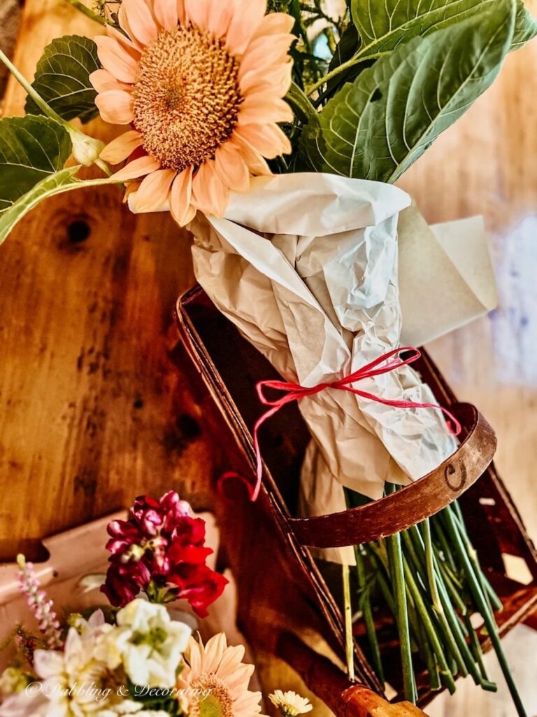 Bouquet of Sunflowers in Basket