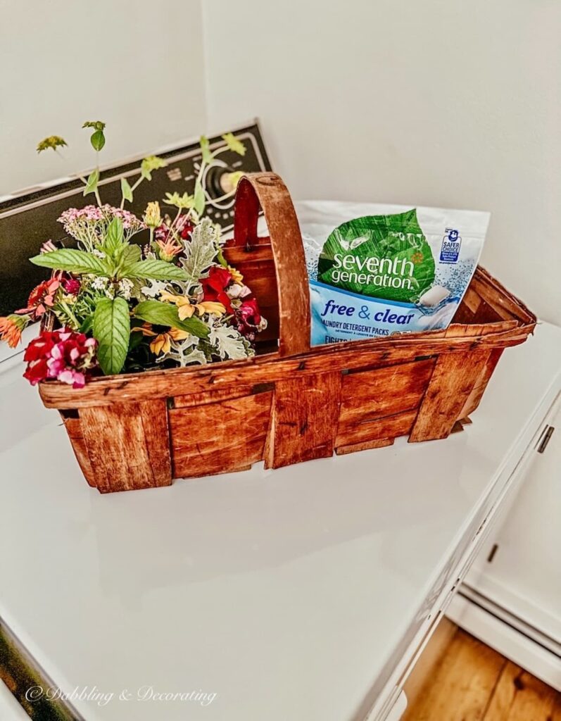Basket of Flowers and Laundry Detergent
