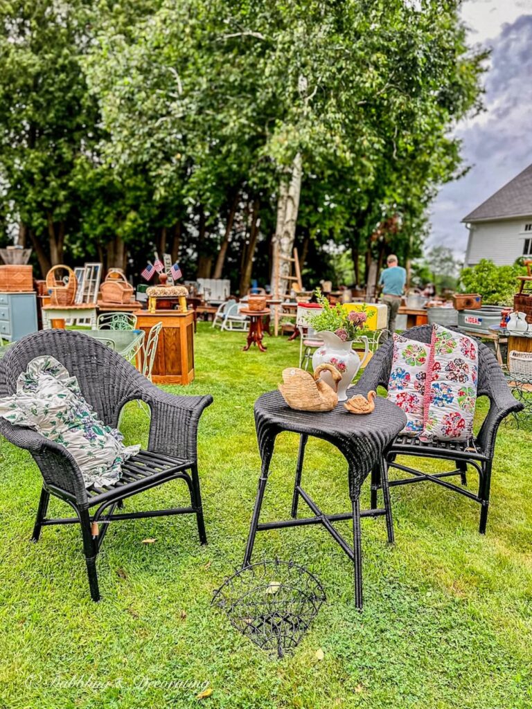 Antique Wicker Table and Chairs