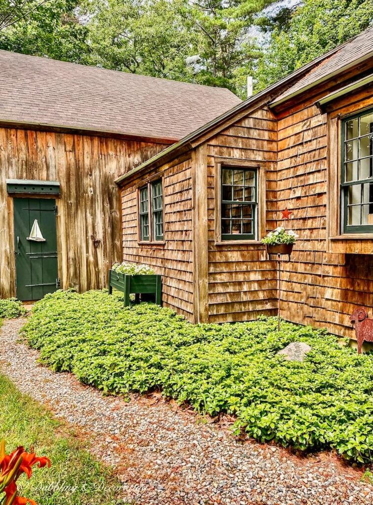 House with exterior cedar shake siding.