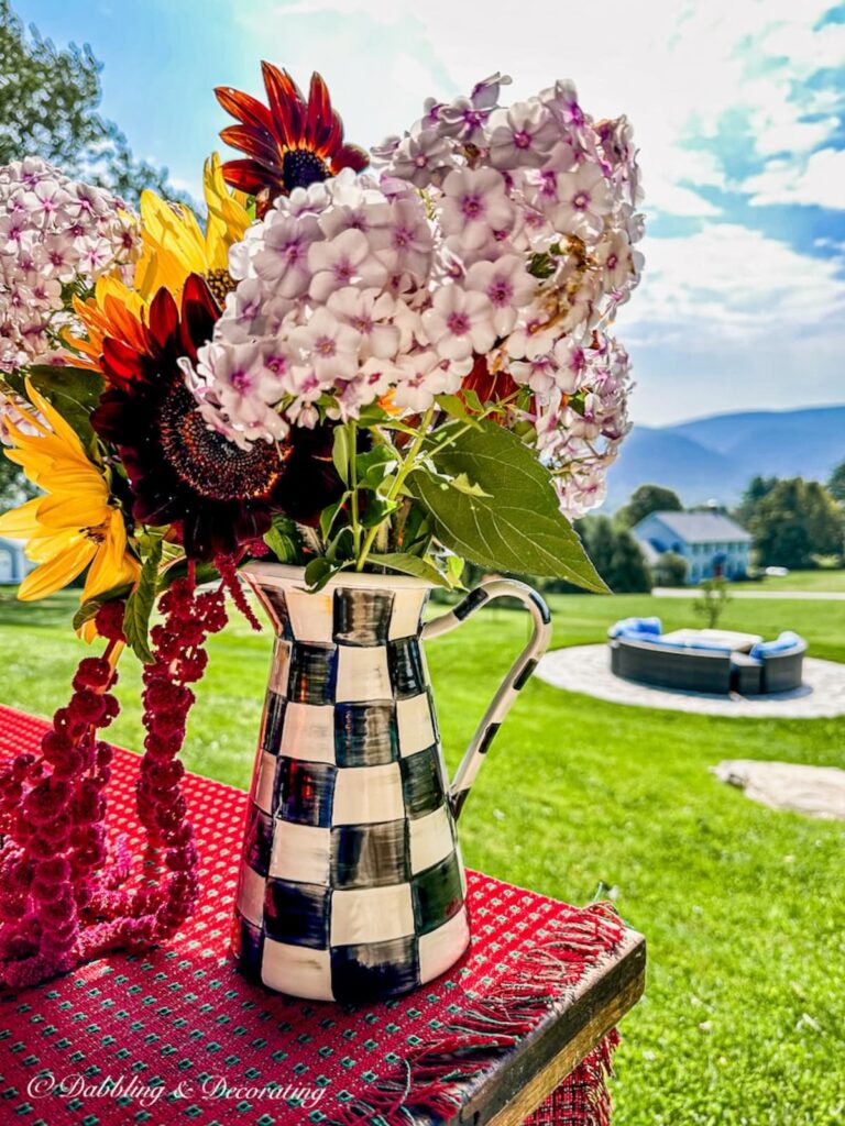 Courtly Check Pitcher with Flowers