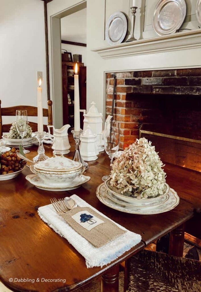 Fireside Hearth and Home table setting.